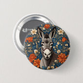 Schönes Eselsgesicht Elegante Blumen Button (Vorne & Hinten)