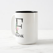 Schönes F monogrammiertes Initial Zweifarbige Tasse (Vorderseite Links)