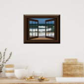 Schönes Fake Window View Ocean Beach Waves Poster (Küche)