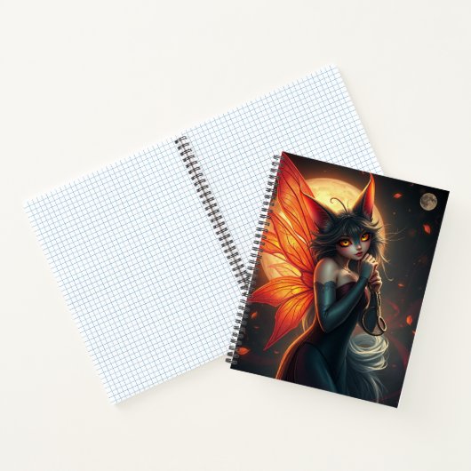 Schönes Fantasy Cat Fairy Art Notebook Notizblock (Innenseite)