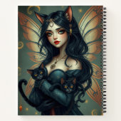 Schönes Fantasy Cat Fairy Art Notebook Notizblock (Rückseite)