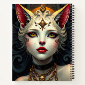 Schönes Fantasy Cat Fairy Art Notebook Notizblock (Rückseite)