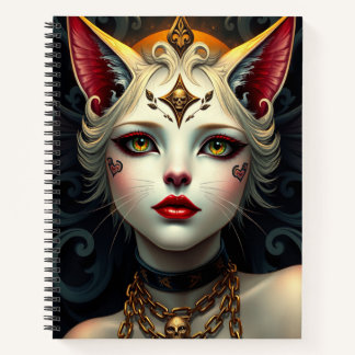 Schönes Fantasy Cat Fairy Art Notebook Notizblock