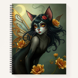 Schönes Fantasy Cat Fairy Art Notebook Notizblock