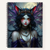 Schönes Fantasy Cat Fairy Art Notebook Notizblock (Vorderseite)