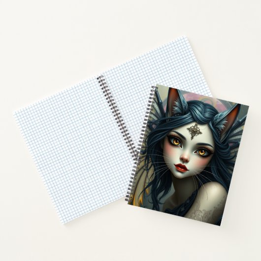 Schönes Fantasy Cat Fairy Art Notebook Notizblock (Innenseite)