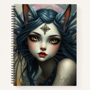 Schönes Fantasy Cat Fairy Art Notebook Notizblock