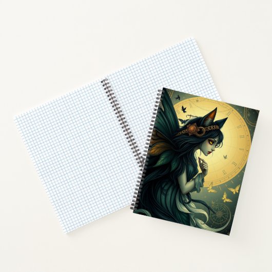 Schönes Fantasy Cat Fairy Art Notebook Notizblock (Innenseite)