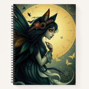 Schönes Fantasy Cat Fairy Art Notebook Notizblock