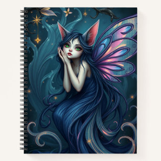 Schönes Fantasy Cat Fairy Art Notebook Notizblock