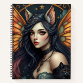 Schönes Fantasy Cat Fairy Art Notebook Notizblock (Vorderseite)