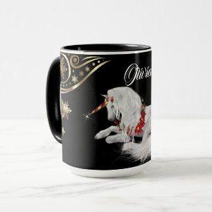 Schönes Fantasy Christmas Unicorn Tasse