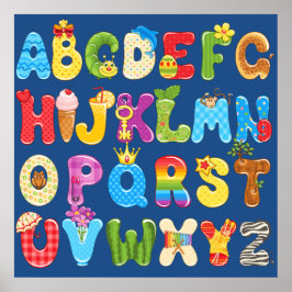 Schönes, farbenfrohes Alphabet für Kinder, Kinderz Poster