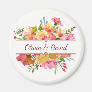 Schönes, farbenfrohes Aquarell-Blume Magnet