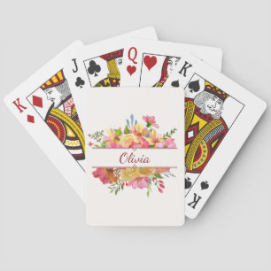 Schönes, farbenfrohes Aquarell-Blume Spielkarten
