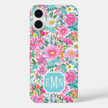 Schönes farbenfrohes Garten-Monogramm-Etuikette