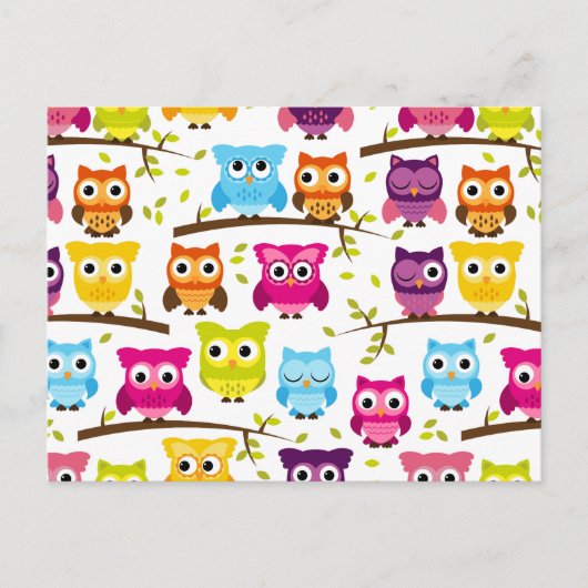 Schönes, farbenfrohes, individuelles Owl Postkarte (Vorderseite)