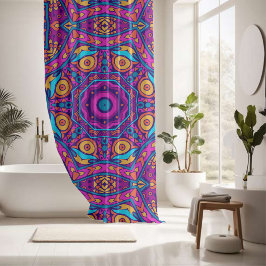 Schönes, farbenfrohes Mandala-nahtloses Muster Duschvorhang