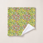 Schönes, farbenfrohes Muster, rosa gelb Badhandtuch Set (Waschlappen)