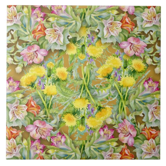 Schönes, farbenfrohes Muster, rosa gelb Fliese (Vorderseite)