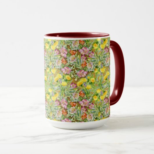 Schönes, farbenfrohes Muster, rosa gelb Tasse (VorderseiteRechts)