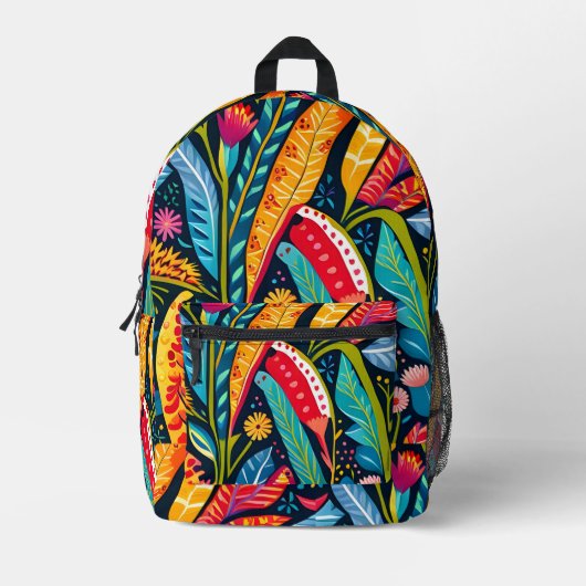 Schönes, farbenfrohes Otomi-Blumenmuster. Bedruckter Rucksack (Vorderseite)