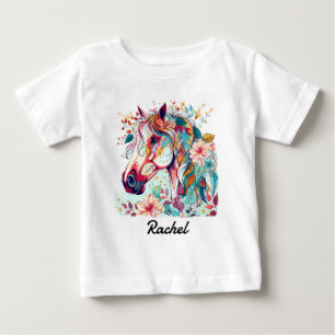 Schönes farbenfrohes Pferd Baby T-shirt
