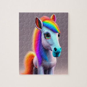 Schönes, farbenfrohes Pony mit Regenbogenfarben, P Puzzle