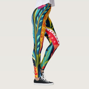 Schönes, farbiges Otomi-Blumenmuster Leggings