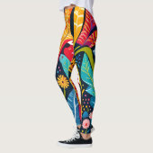 Schönes, farbiges Otomi-Blumenmuster Leggings (Links)