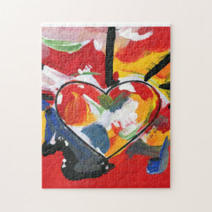 Schönes, farbiges Wasserfarbenherz Puzzle