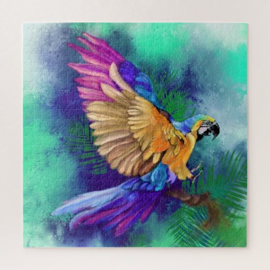Schönes Farbparrot Wasserfarbenrätsel Puzzle (Vertikal)
