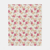 Schönes Farbpfingstrosenmuster auf Grün Fleecedecke (Vorderseite)