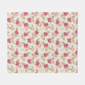 Schönes Farbpfingstrosenmuster auf Grün Fleecedecke (Vorderseite (Horizontal))