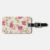 Schönes Farbpfingstrosenmuster auf Grün Gepäckanhänger (Vorderseite horizontal)