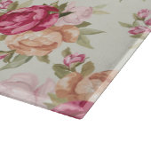 Schönes Farbpfingstrosenmuster auf Grün Schneidebrett (Ecke)