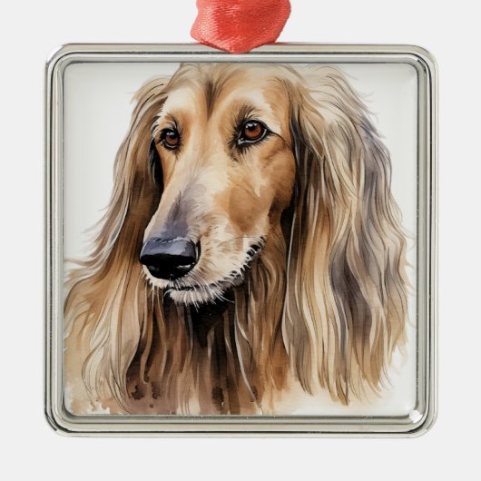 SCHÖNES FAWN AFGHAN HOUND DOG ORNAMENT AUS METALL (Vorne)
