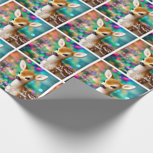 Schönes Fawn First Christmas Geschenkpapier (Ecke)