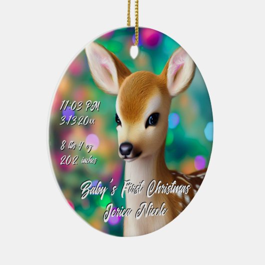 Schönes Fawn First Christmas Keramik Ornament (Rechts)