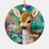 Schönes Fawn First Christmas Keramik Ornament (Vorne)