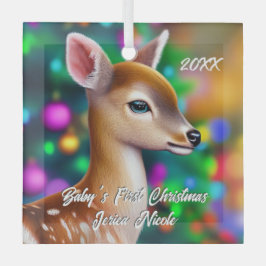 Schönes Fawn First Christmas Ornament Aus Glas