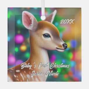 Schönes Fawn First Christmas Ornament Aus Glas