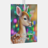 Schönes Fawn First Christmas Ornament Aus Glas (Vorderseite Rechts)