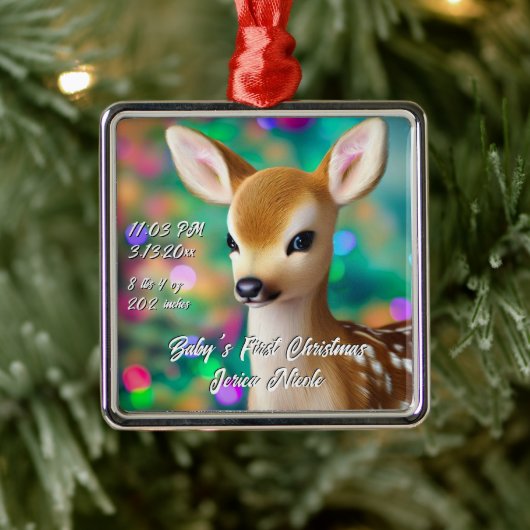 Schönes Fawn First Christmas Ornament Aus Metall (Baum)