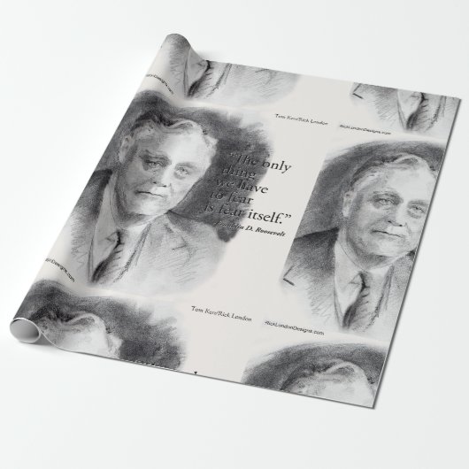 Schönes FDR-Porträt und "Angst selbst" Zitat Geschenkpapier (Ungerollt)