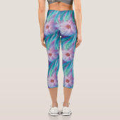 Schönes Feathers und Blume Muster Capri Leggings (Rückseite)