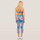 Schönes Feathers und Blume Muster Capri Leggings (Rückseite)