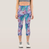 Schönes Feathers und Blume Muster Capri Leggings (Vorderseite)