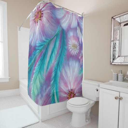 Schönes Feathers und Blume Muster Duschvorhang (Beispiel)