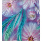 Schönes Feathers und Blume Muster Duschvorhang (Vorderseite)